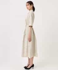 F1EGD40220 MK MICHEL KLEIN(小さいサイズ)(メゾン ドゥ サンク) 【小さいサイズ】ハーフスリーブ シャツワンピース/UVカット/洗える ベージュ