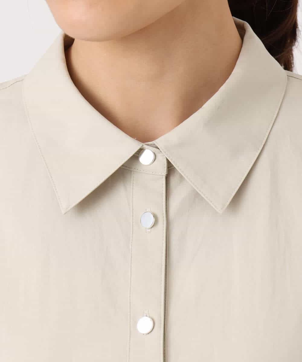 F1EGD40220 MK MICHEL KLEIN(小さいサイズ)(メゾン ドゥ サンク) 【小さいサイズ】ハーフスリーブ シャツワンピース/UVカット/洗える ベージュ