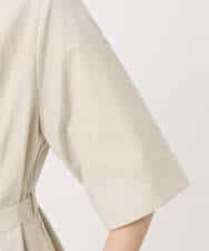 F1EGD40220 MK MICHEL KLEIN(小さいサイズ)(メゾン ドゥ サンク) 【小さいサイズ】ハーフスリーブ シャツワンピース/UVカット/洗える ベージュ