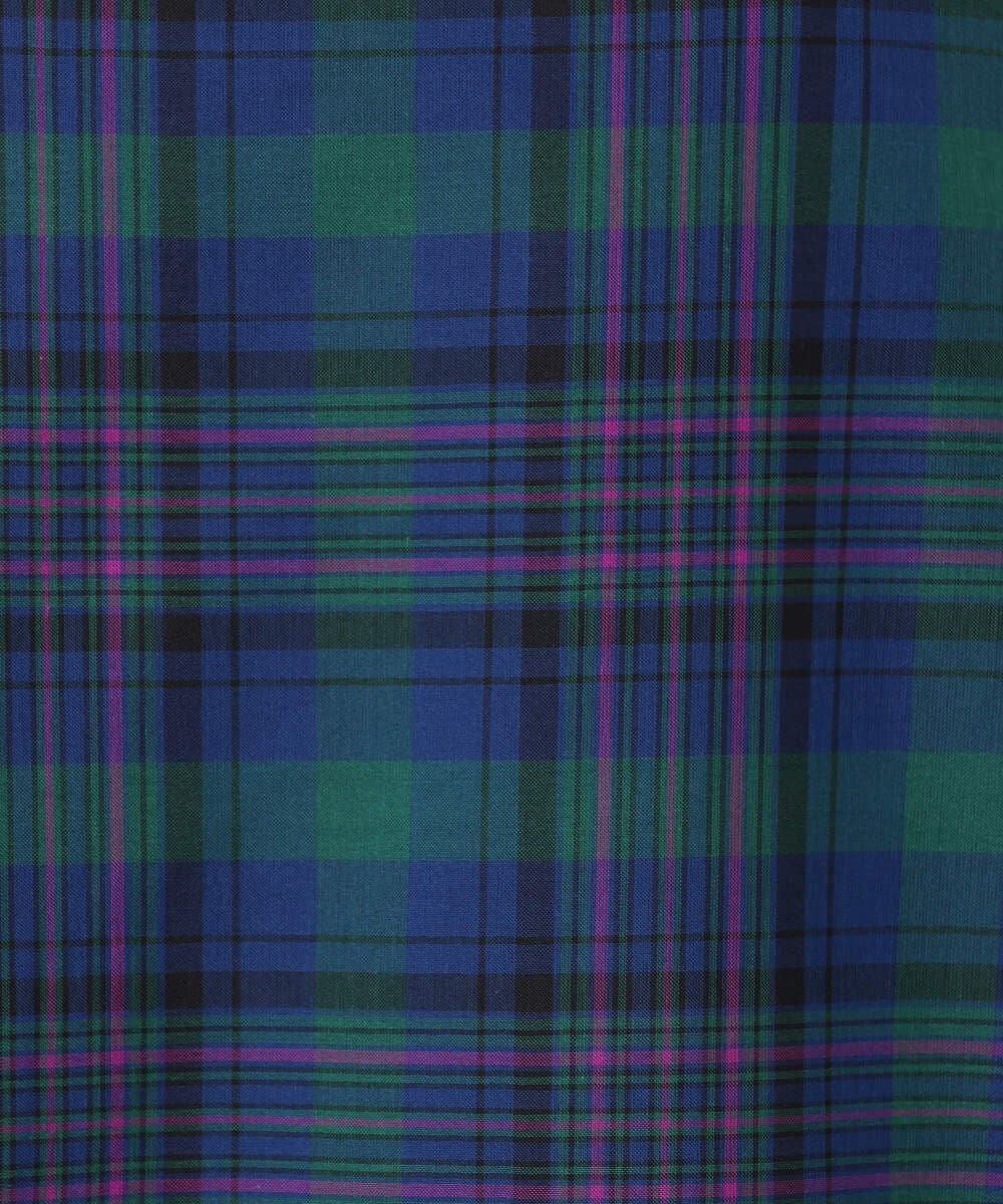 F1EGD46230 MK MICHEL KLEIN(小さいサイズ)(メゾン ドゥ サンク) 【小さいサイズ】オーガンジーチェック柄フレアシルエットワンピース/洗える ネイビー