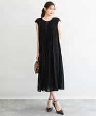 F1EGD52240 MK MICHEL KLEIN(小さいサイズ)(メゾン ドゥ サンク) 【小さいサイズ】[洗える]幾何柄レースAラインワンピース ブラック