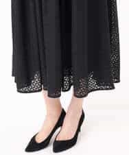 F1EGD52240 MK MICHEL KLEIN(小さいサイズ)(メゾン ドゥ サンク) 【小さいサイズ】[洗える]幾何柄レースAラインワンピース ブラック