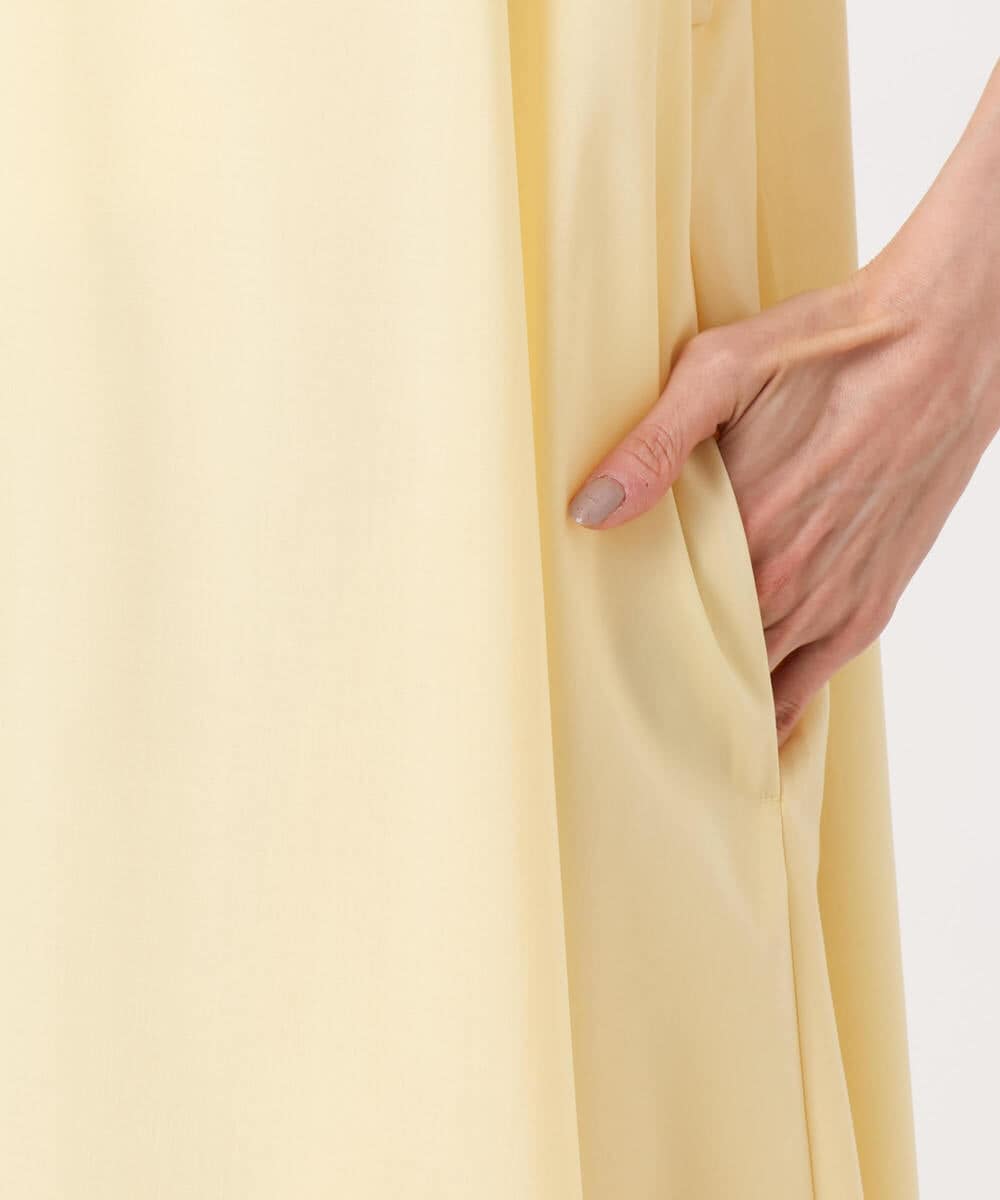 F1EGD58210 MK MICHEL KLEIN(小さいサイズ)(メゾン ドゥ サンク) 【小さいサイズ】[洗える]フレアースリーブ ベルト付きワンピース ダークグレー