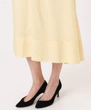 F1EGD58210 MK MICHEL KLEIN(小さいサイズ)(メゾン ドゥ サンク) 【小さいサイズ】[洗える]フレアースリーブ ベルト付きワンピース ダークグレー