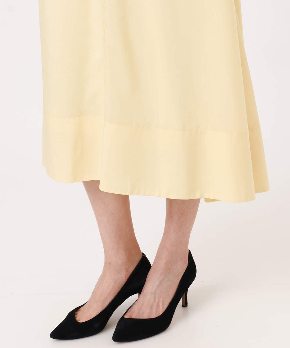 F1EGD58210 MK MICHEL KLEIN(小さいサイズ)(メゾン ドゥ サンク) 【小さいサイズ】[洗える]フレアースリーブ ベルト付きワンピース ダークグレー