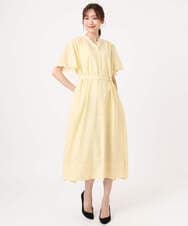 F1EGD58210 MK MICHEL KLEIN(小さいサイズ)(メゾン ドゥ サンク) 【小さいサイズ】[洗える]フレアースリーブ ベルト付きワンピース ダークグレー