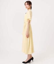 F1EGD58210 MK MICHEL KLEIN(小さいサイズ)(メゾン ドゥ サンク) 【小さいサイズ】[洗える]フレアースリーブ ベルト付きワンピース ダークグレー