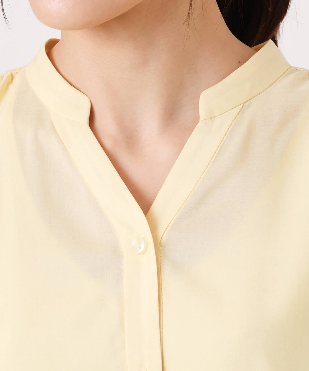 F1EGD58210 MK MICHEL KLEIN(小さいサイズ)(メゾン ドゥ サンク) 【小さいサイズ】[洗える]フレアースリーブ ベルト付きワンピース ダークグレー