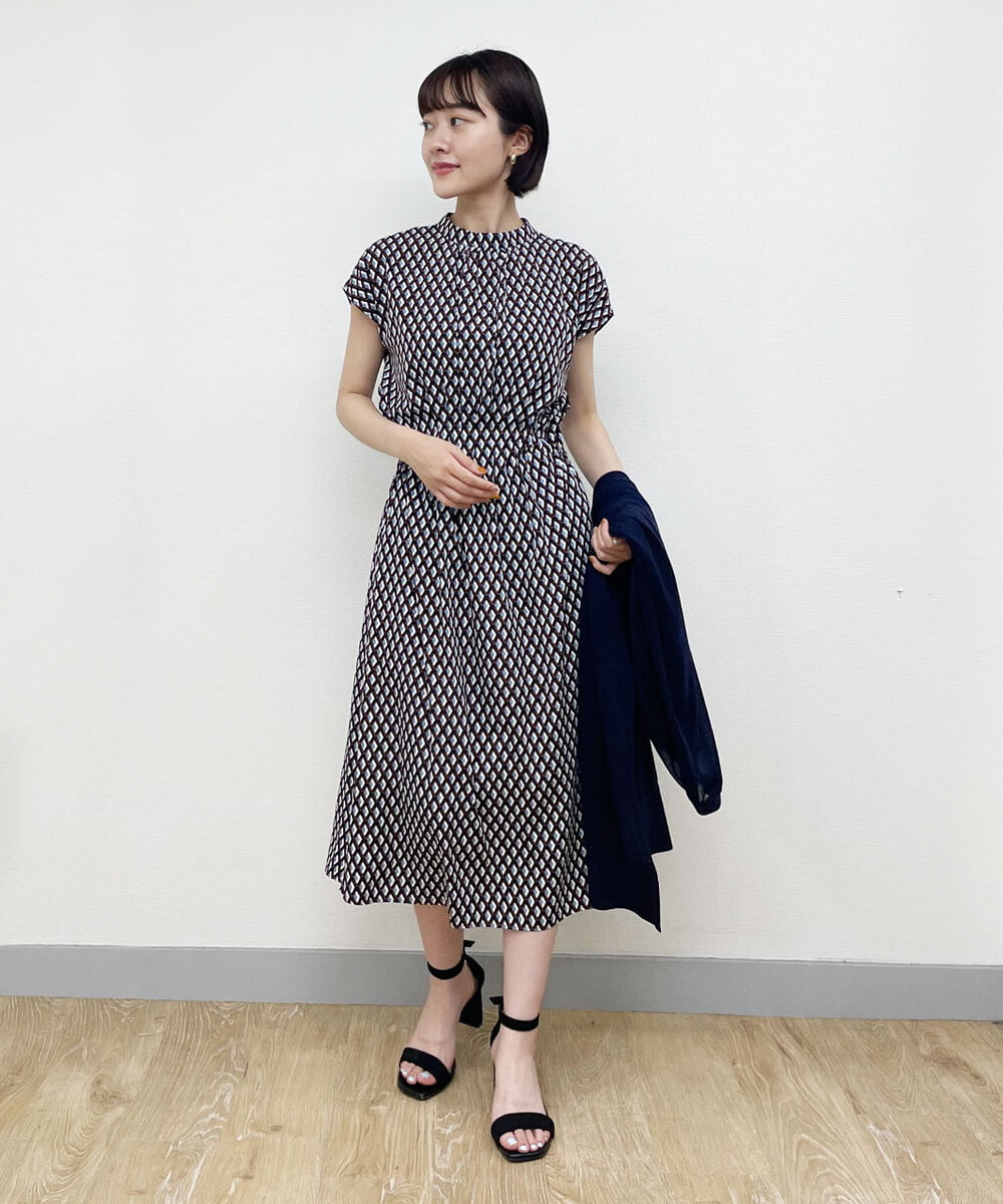 小さいサイズ 洗える クラシカル幾何プリントワンピース ワンピース Mk Michel Klein 小さいサイズ メゾン ドゥ サンク イトキンオンラインストア