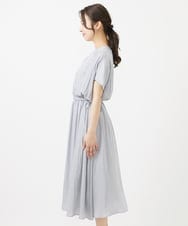 F1EGV52210 MK MICHEL KLEIN(小さいサイズ)(メゾン ドゥ サンク) 【小さいサイズ】ウエストリボンデザインサテン地ワンピース/接触冷感/洗える パープル