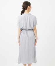 F1EGV52210 MK MICHEL KLEIN(小さいサイズ)(メゾン ドゥ サンク) 【小さいサイズ】ウエストリボンデザインサテン地ワンピース/接触冷感/洗える パープル