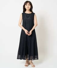 F1EHA65240 MK MICHEL KLEIN(小さいサイズ)(メゾン ドゥ サンク) 【小さいサイズ】幾何レースフレアーワンピース/洗える アイボリー