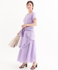F1EHD65230 MK MICHEL KLEIN(小さいサイズ)(メゾン ドゥ サンク) 【小さいサイズ】[接触冷感/洗える]ラミーリネン混Aラインワンピース ラベンダー