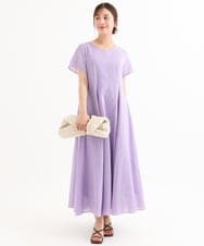 F1EHD65230 MK MICHEL KLEIN(小さいサイズ)(メゾン ドゥ サンク) 【小さいサイズ】[接触冷感/洗える]ラミーリネン混Aラインワンピース ラベンダー