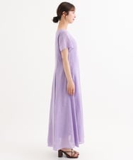 F1EHD65230 MK MICHEL KLEIN(小さいサイズ)(メゾン ドゥ サンク) 【小さいサイズ】[接触冷感/洗える]ラミーリネン混Aラインワンピース ラベンダー