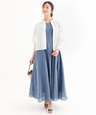 F1EHD65230 MK MICHEL KLEIN(小さいサイズ)(メゾン ドゥ サンク) 【小さいサイズ】[接触冷感/洗える]ラミーリネン混Aラインワンピース ラベンダー