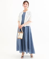 F1EHD65230 MK MICHEL KLEIN(小さいサイズ)(メゾン ドゥ サンク) 【小さいサイズ】[接触冷感/洗える]ラミーリネン混Aラインワンピース ラベンダー