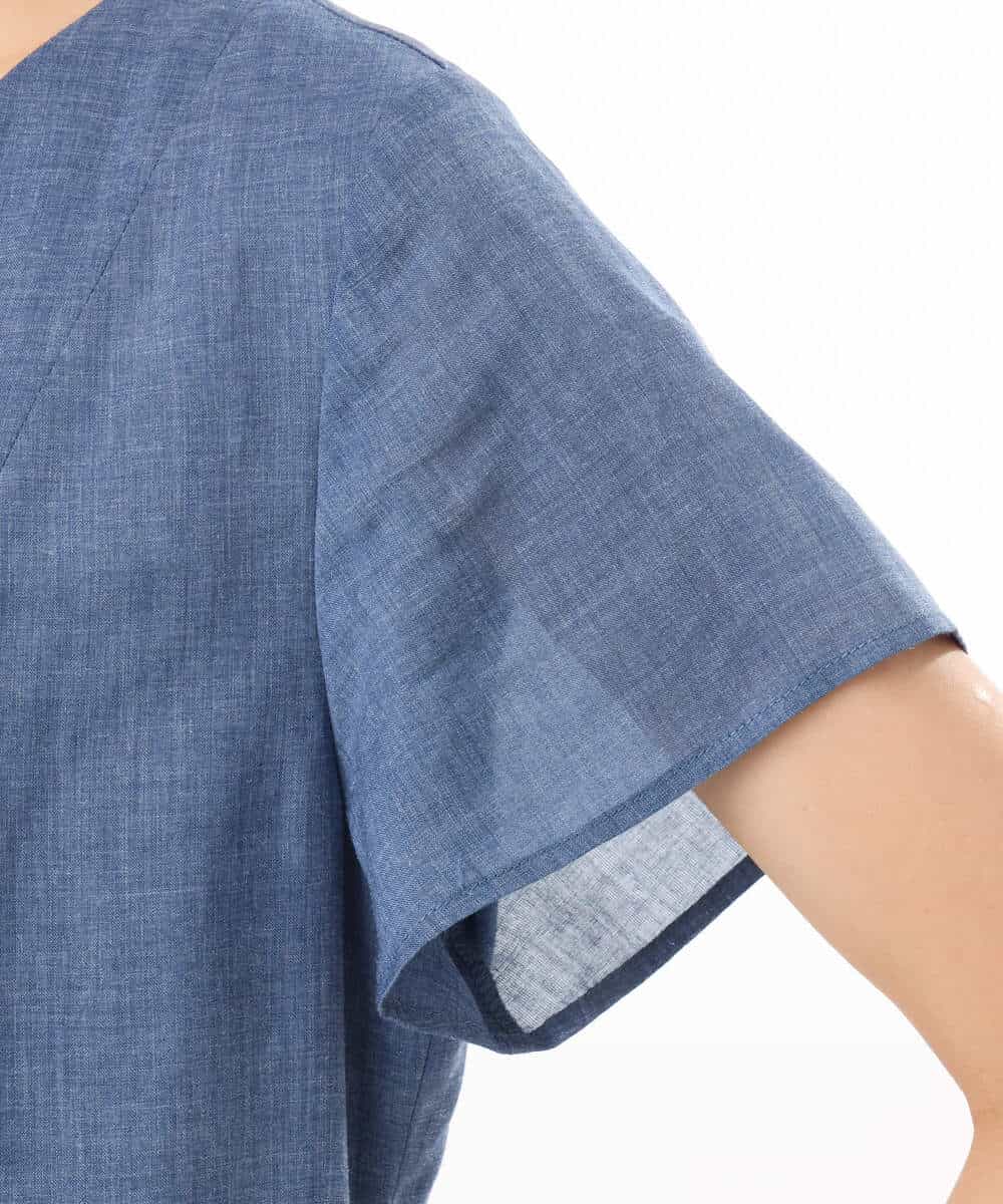 F1EHD65230 MK MICHEL KLEIN(小さいサイズ)(メゾン ドゥ サンク) 【小さいサイズ】[接触冷感/洗える]ラミーリネン混Aラインワンピース ラベンダー