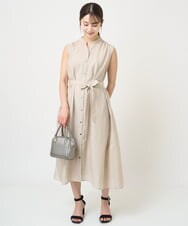 F1EHV68210 MK MICHEL KLEIN(小さいサイズ)(メゾン ドゥ サンク) 【小さいサイズ】スキッパーカラー2wayワンピース/洗える ベージュ