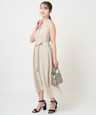 F1EHV68210 MK MICHEL KLEIN(小さいサイズ)(メゾン ドゥ サンク) 【小さいサイズ】スキッパーカラー2wayワンピース/洗える ベージュ