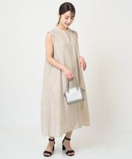 F1EHV68210 MK MICHEL KLEIN(小さいサイズ)(メゾン ドゥ サンク) 【小さいサイズ】スキッパーカラー2wayワンピース/洗える ベージュ