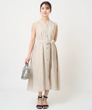 F1EHV68210 MK MICHEL KLEIN(小さいサイズ)(メゾン ドゥ サンク) 【小さいサイズ】スキッパーカラー2wayワンピース/洗える ベージュ