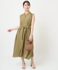 F1EHV68210 MK MICHEL KLEIN(小さいサイズ)(メゾン ドゥ サンク) 【小さいサイズ】スキッパーカラー2wayワンピース/洗える キャメル