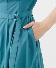 F1EIV18190 MK MICHEL KLEIN(小さいサイズ)(メゾン ドゥ サンク) 【小さいサイズ】ウエストタックシャツワンピース/洗える グリーン