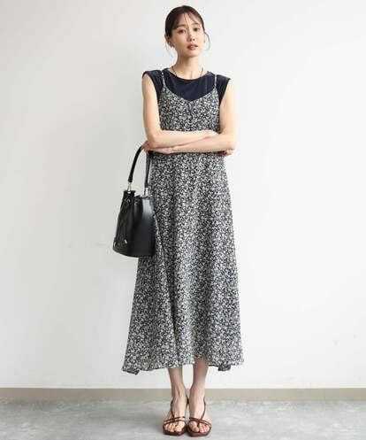 F1EJD30230 MK MICHEL KLEIN(小さいサイズ) 【小さいサイズ】[洗える]前後2way花柄シアーキャミワンピース
