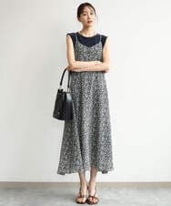 F1EJD30230 MK MICHEL KLEIN(小さいサイズ)(メゾン ドゥ サンク) 【小さいサイズ】[洗える]前後2way花柄シアーキャミワンピース アイボリー