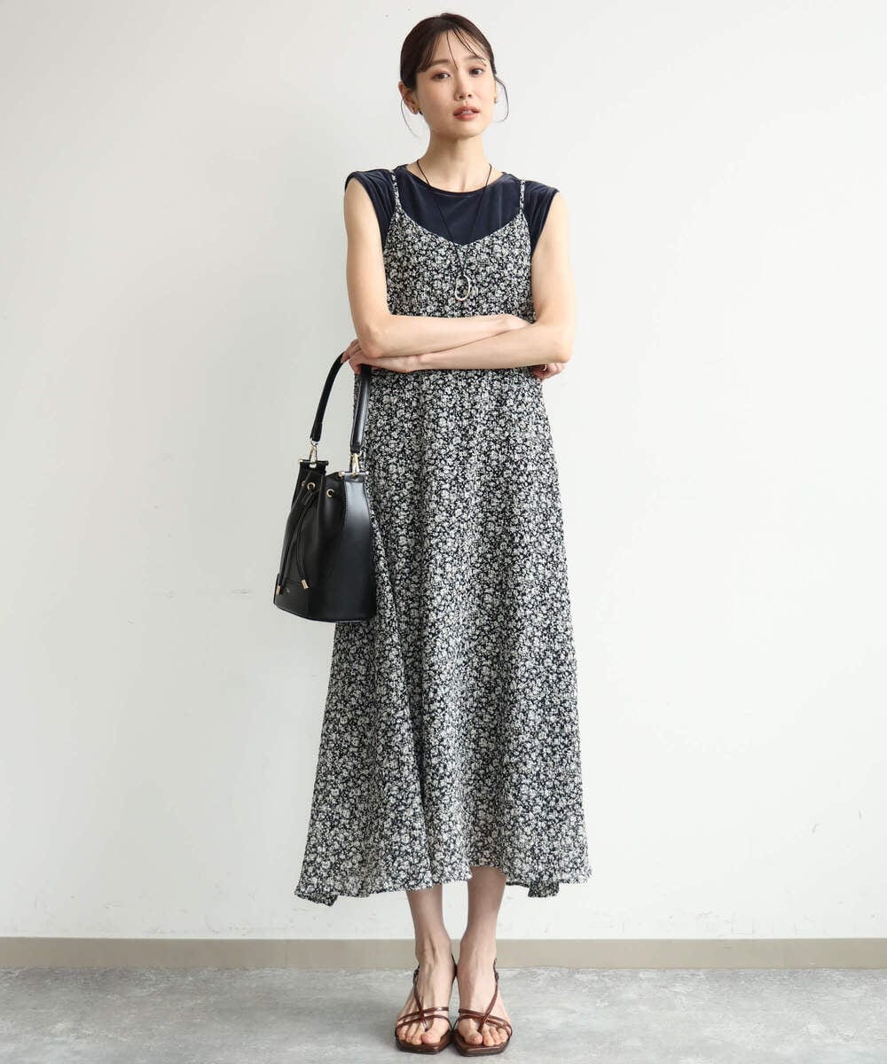 F1EJD30230 MK MICHEL KLEIN(小さいサイズ)(メゾン ドゥ サンク) 【小さいサイズ】[洗える]前後2way花柄シアーキャミワンピース アイボリー