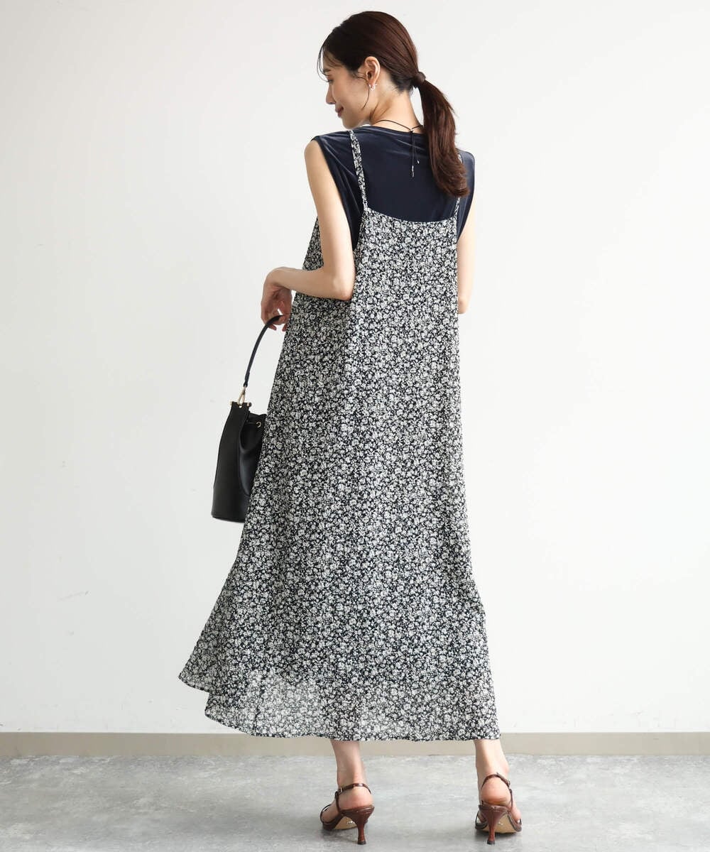 F1EJD30230 MK MICHEL KLEIN(小さいサイズ)(メゾン ドゥ サンク) 【小さいサイズ】[洗える]前後2way花柄シアーキャミワンピース アイボリー