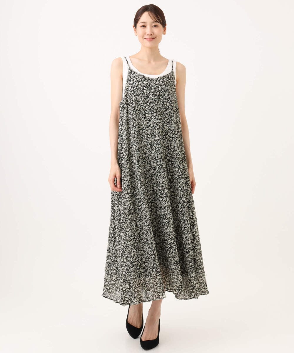 F1EJD30230 MK MICHEL KLEIN(小さいサイズ)(メゾン ドゥ サンク) 【小さいサイズ】[洗える]前後2way花柄シアーキャミワンピース アイボリー
