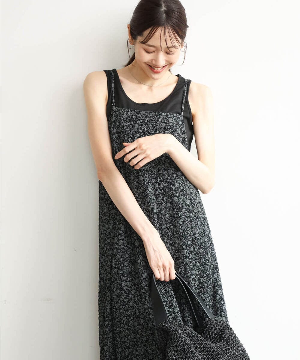 F1EJD30230 MK MICHEL KLEIN(小さいサイズ)(メゾン ドゥ サンク) 【小さいサイズ】[洗える]前後2way花柄シアーキャミワンピース アイボリー