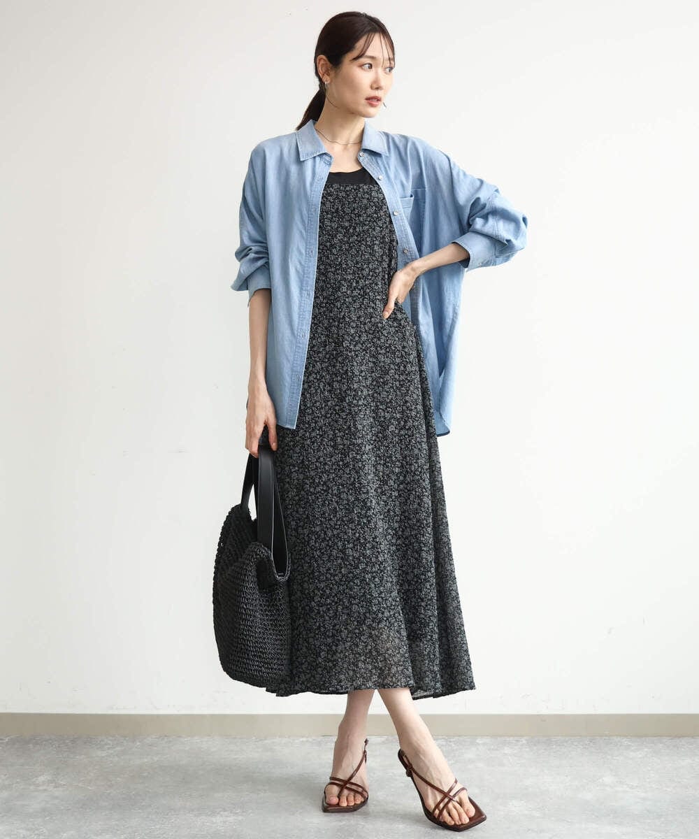 F1EJD30230 MK MICHEL KLEIN(小さいサイズ)(メゾン ドゥ サンク) 【小さいサイズ】[洗える]前後2way花柄シアーキャミワンピース アイボリー