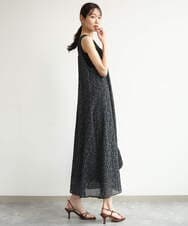 F1EJD30230 MK MICHEL KLEIN(小さいサイズ)(メゾン ドゥ サンク) 【小さいサイズ】[洗える]前後2way花柄シアーキャミワンピース ダークグレー