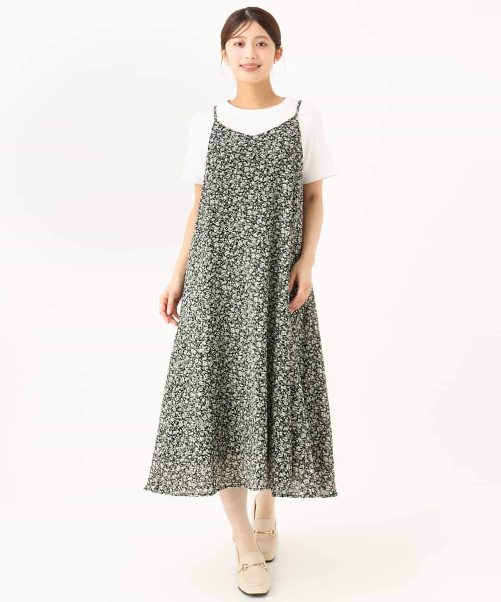 F1EJD30230 MK MICHEL KLEIN(小さいサイズ)(メゾン ドゥ サンク) 【小さいサイズ】[洗える]前後2way花柄シアーキャミワンピース アイボリー