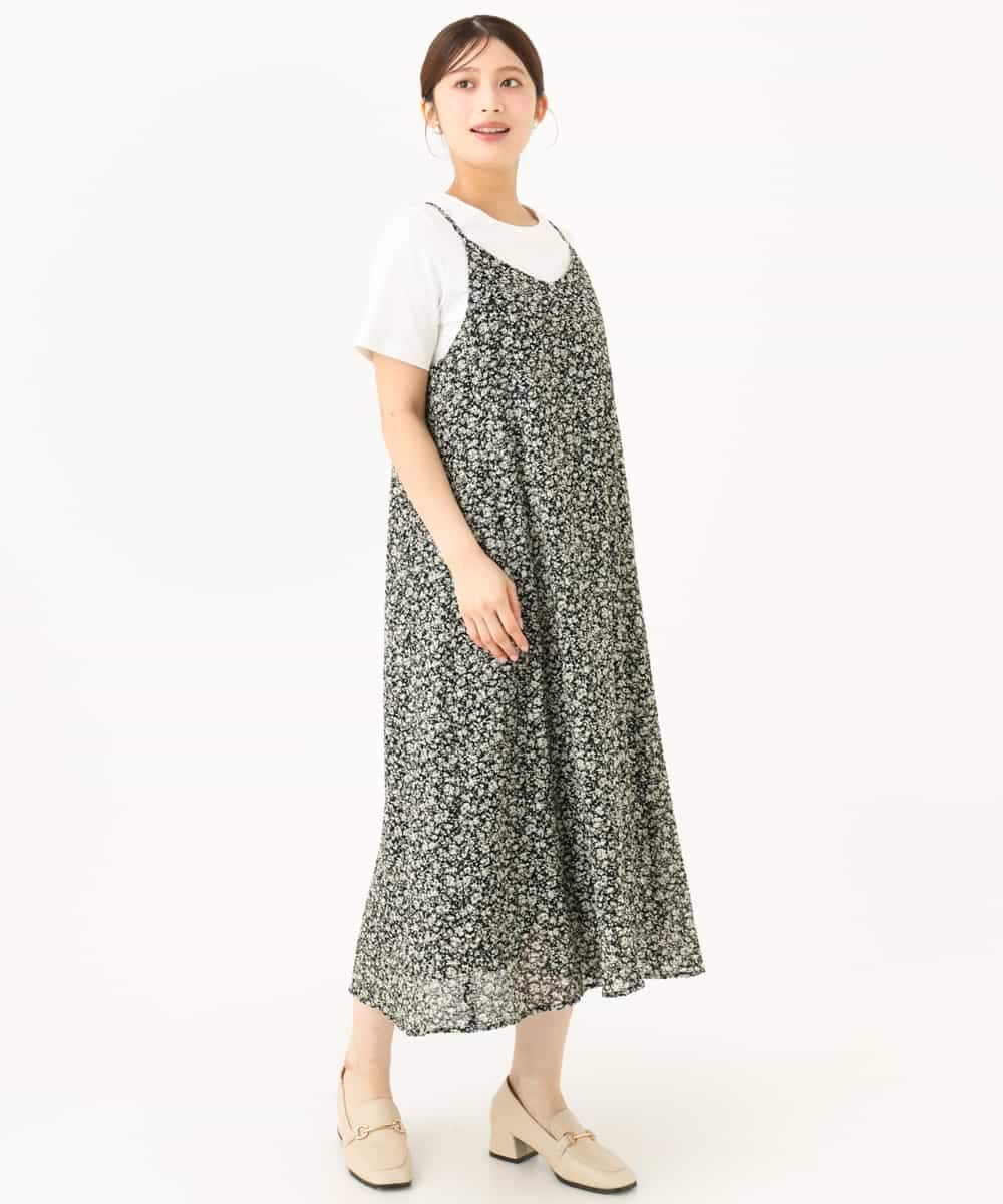 F1EJD30230 MK MICHEL KLEIN(小さいサイズ)(メゾン ドゥ サンク) 【小さいサイズ】[洗える]前後2way花柄シアーキャミワンピース アイボリー