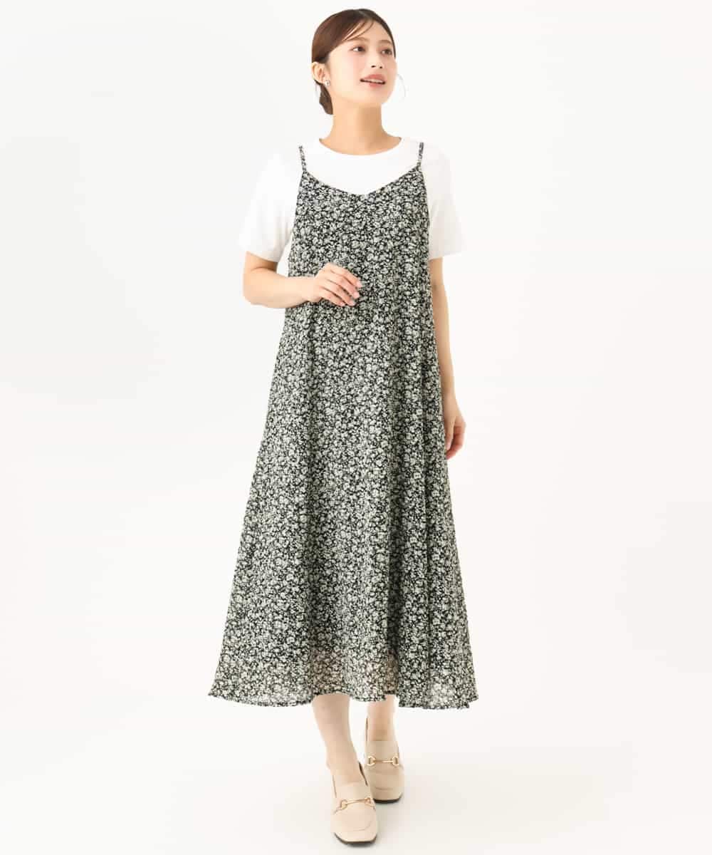 F1EJD30230 MK MICHEL KLEIN(小さいサイズ)(メゾン ドゥ サンク) 【小さいサイズ】[洗える]前後2way花柄シアーキャミワンピース アイボリー