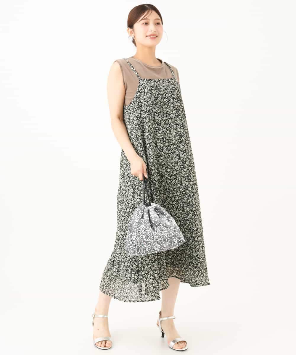 F1EJD30230 MK MICHEL KLEIN(小さいサイズ)(メゾン ドゥ サンク) 【小さいサイズ】[洗える]前後2way花柄シアーキャミワンピース アイボリー