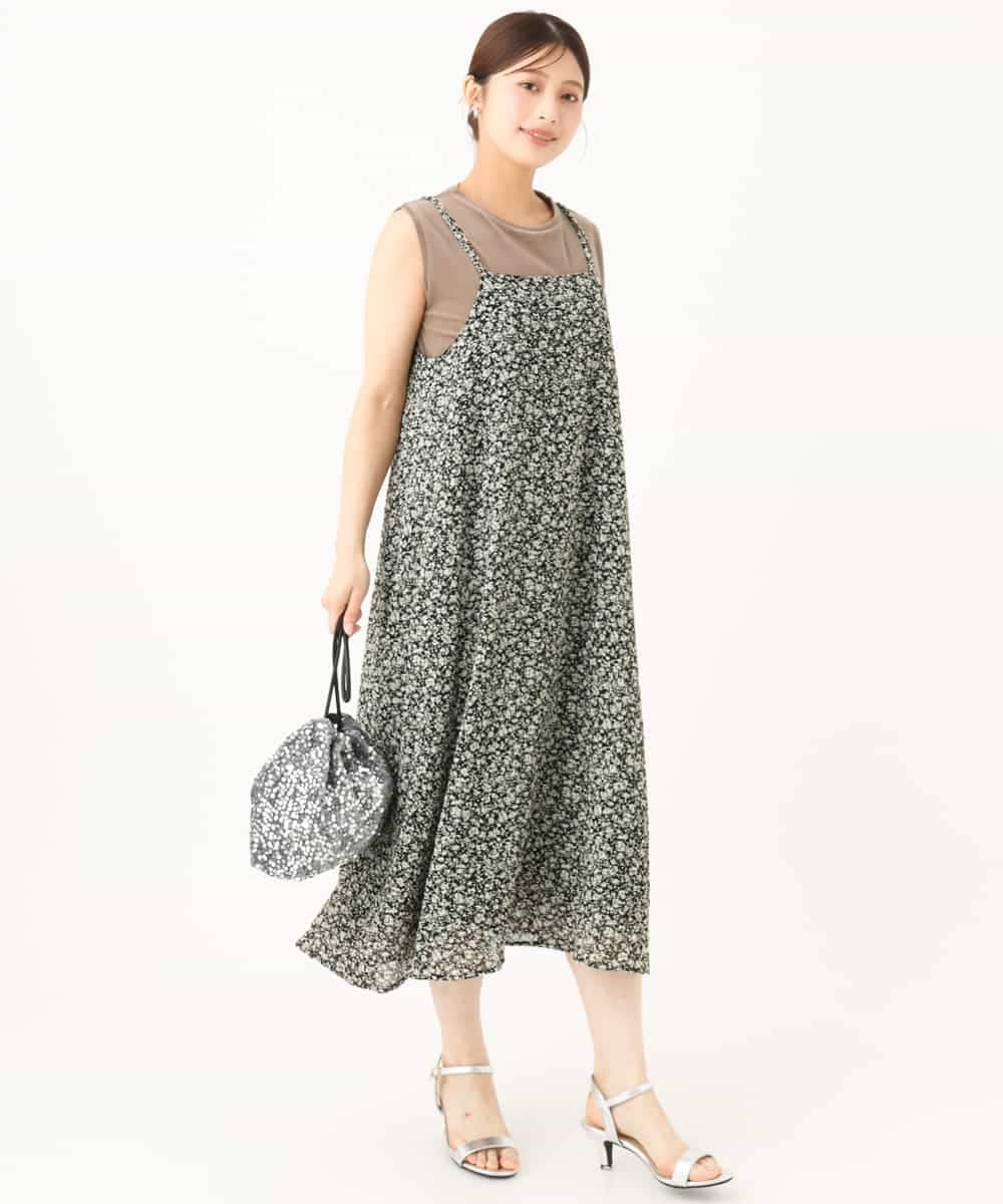 F1EJD30230 MK MICHEL KLEIN(小さいサイズ)(メゾン ドゥ サンク) 【小さいサイズ】[洗える]前後2way花柄シアーキャミワンピース アイボリー