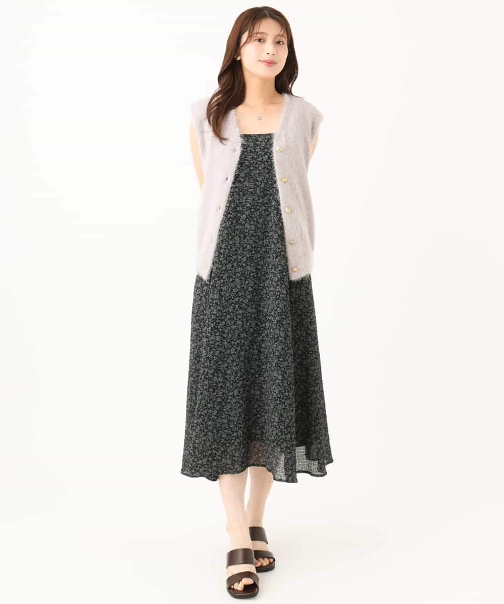 F1EJD30230 MK MICHEL KLEIN(小さいサイズ)(メゾン ドゥ サンク) 【小さいサイズ】[洗える]前後2way花柄シアーキャミワンピース アイボリー