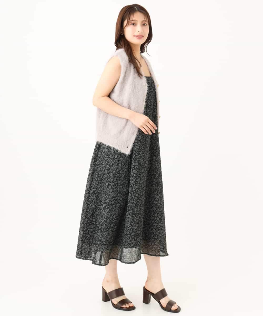 F1EJD30230 MK MICHEL KLEIN(小さいサイズ)(メゾン ドゥ サンク) 【小さいサイズ】[洗える]前後2way花柄シアーキャミワンピース アイボリー