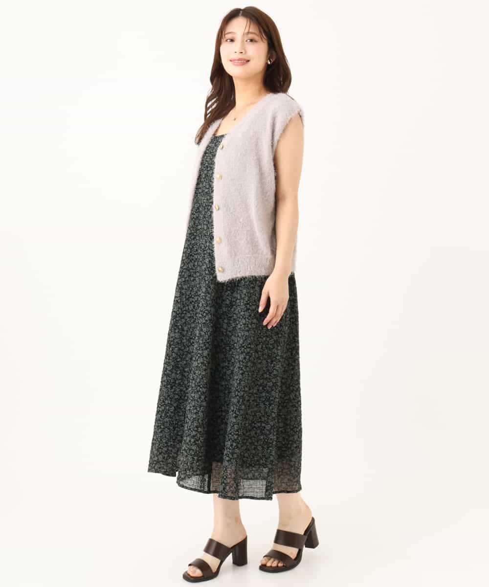 F1EJD30230 MK MICHEL KLEIN(小さいサイズ)(メゾン ドゥ サンク) 【小さいサイズ】[洗える]前後2way花柄シアーキャミワンピース アイボリー