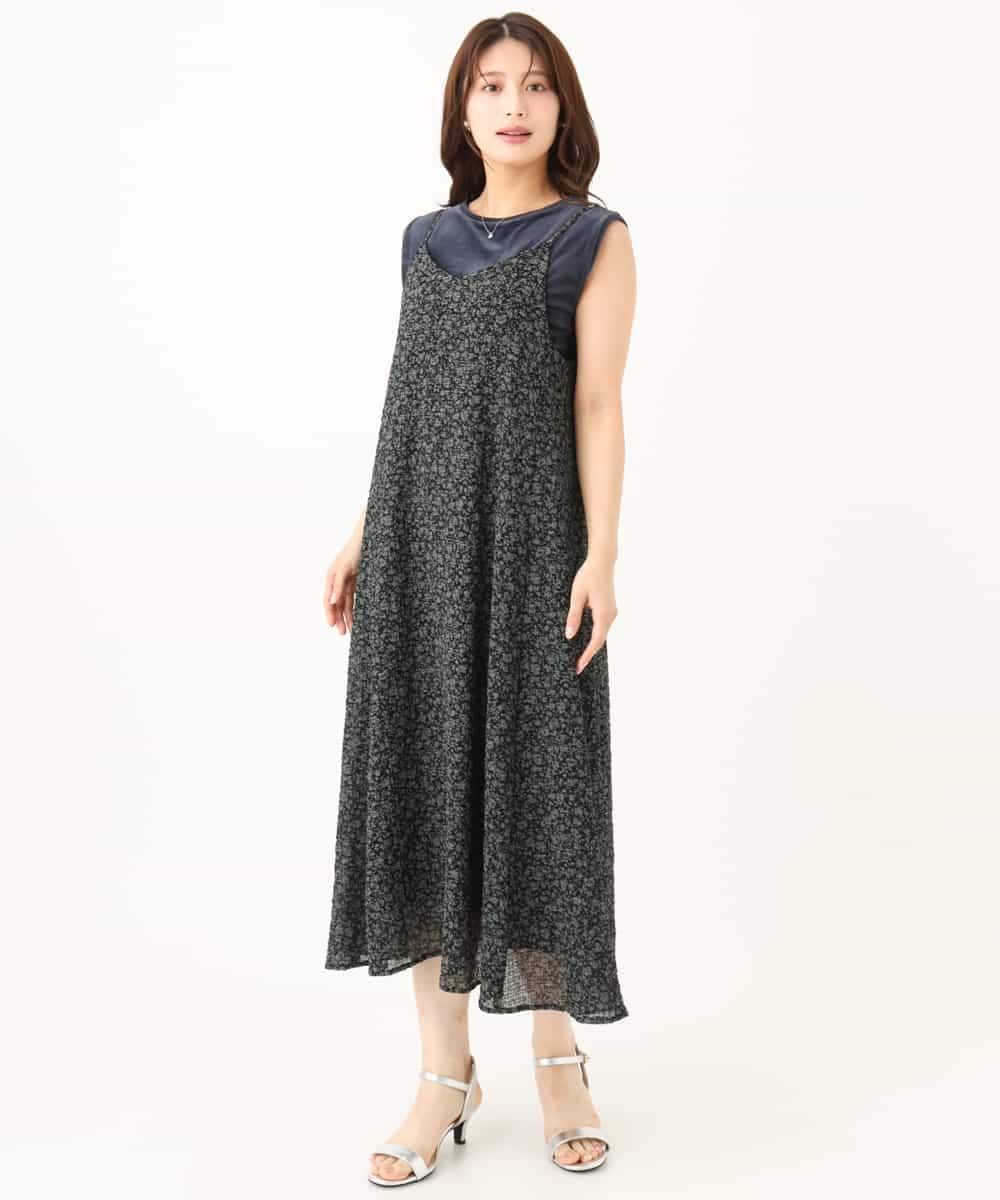 F1EJD30230 MK MICHEL KLEIN(小さいサイズ)(メゾン ドゥ サンク) 【小さいサイズ】[洗える]前後2way花柄シアーキャミワンピース アイボリー