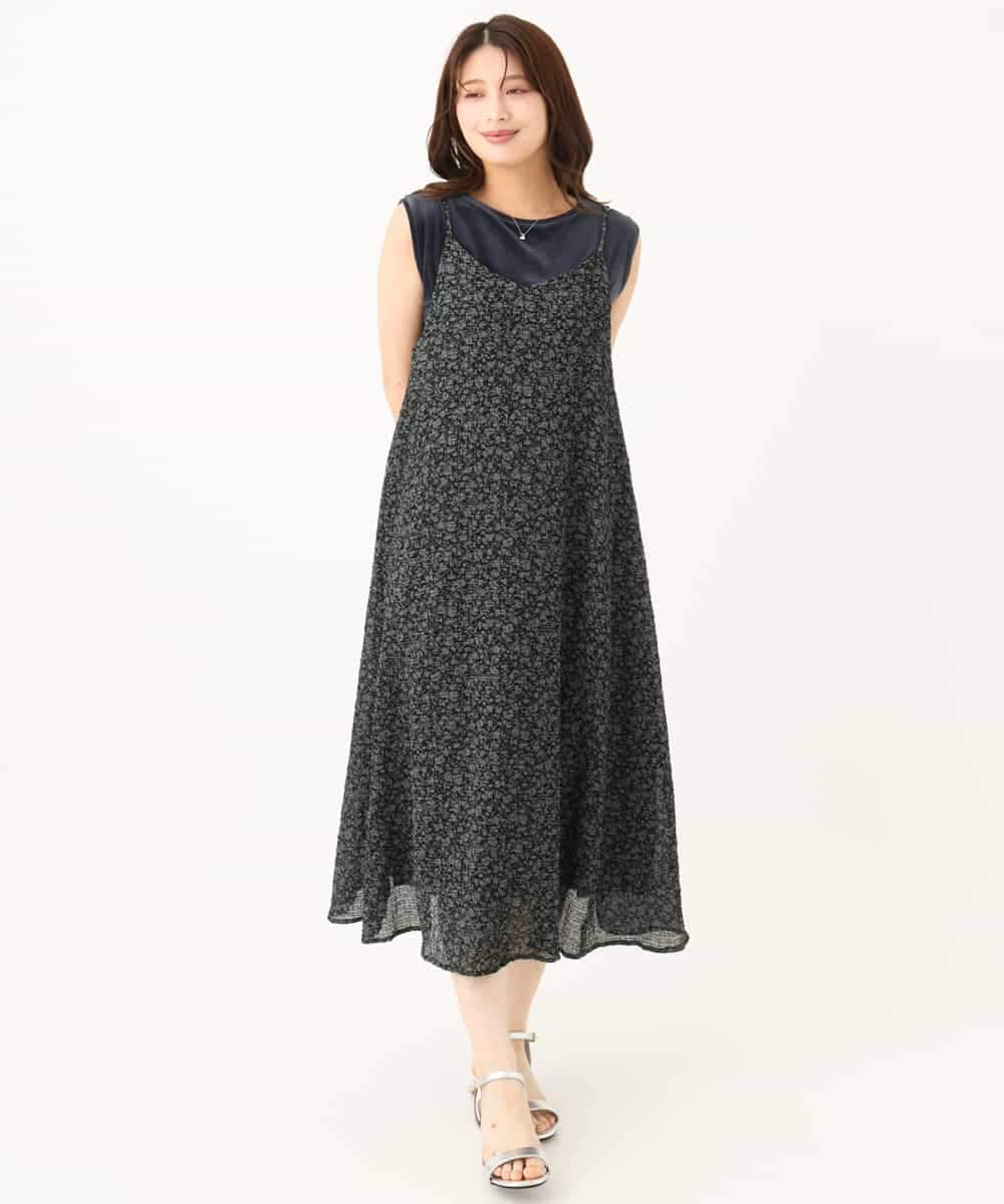 F1EJD30230 MK MICHEL KLEIN(小さいサイズ)(メゾン ドゥ サンク) 【小さいサイズ】[洗える]前後2way花柄シアーキャミワンピース アイボリー