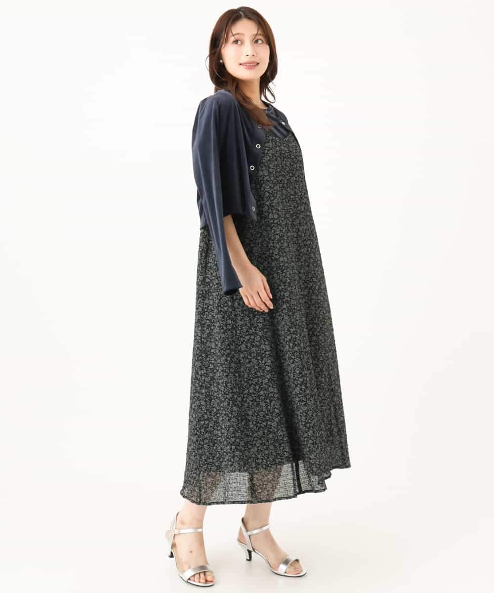 F1EJD30230 MK MICHEL KLEIN(小さいサイズ)(メゾン ドゥ サンク) 【小さいサイズ】[洗える]前後2way花柄シアーキャミワンピース アイボリー