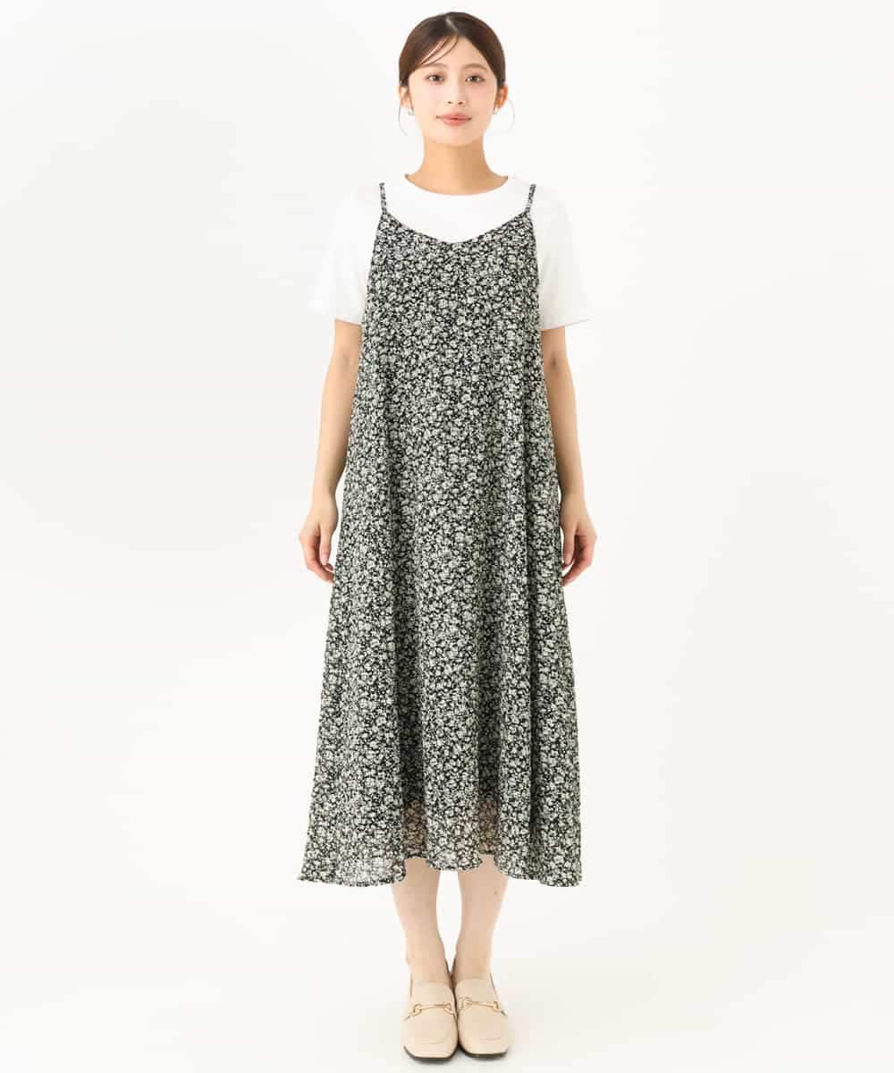 F1EJD30230 MK MICHEL KLEIN(小さいサイズ)(メゾン ドゥ サンク) 【小さいサイズ】[洗える]前後2way花柄シアーキャミワンピース アイボリー