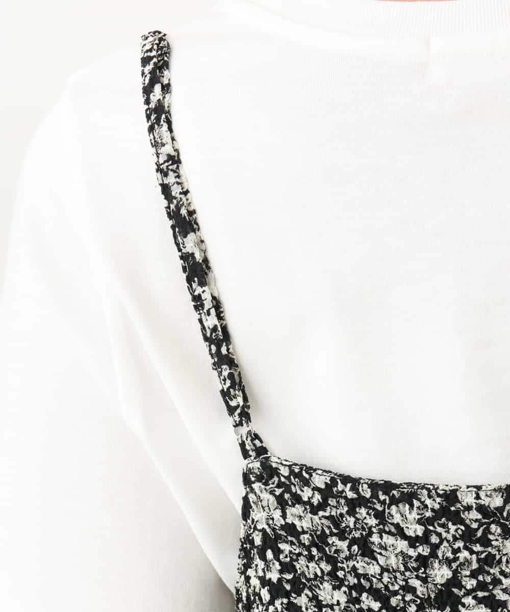 F1EJD30230 MK MICHEL KLEIN(小さいサイズ)(メゾン ドゥ サンク) 【小さいサイズ】[洗える]前後2way花柄シアーキャミワンピース アイボリー