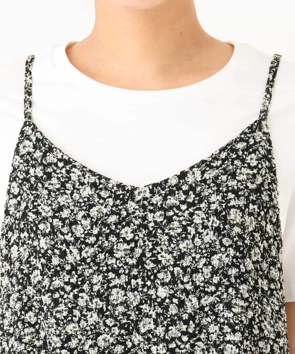 F1EJD30230 MK MICHEL KLEIN(小さいサイズ)(メゾン ドゥ サンク) 【小さいサイズ】[洗える]前後2way花柄シアーキャミワンピース アイボリー
